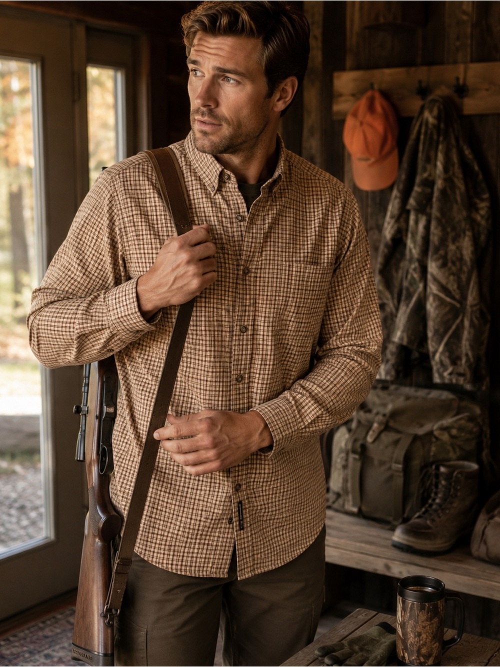 Abercrombie & Fitch Men’s Beige Plaid Button-Down Shirt Reliable Outdoor Goods